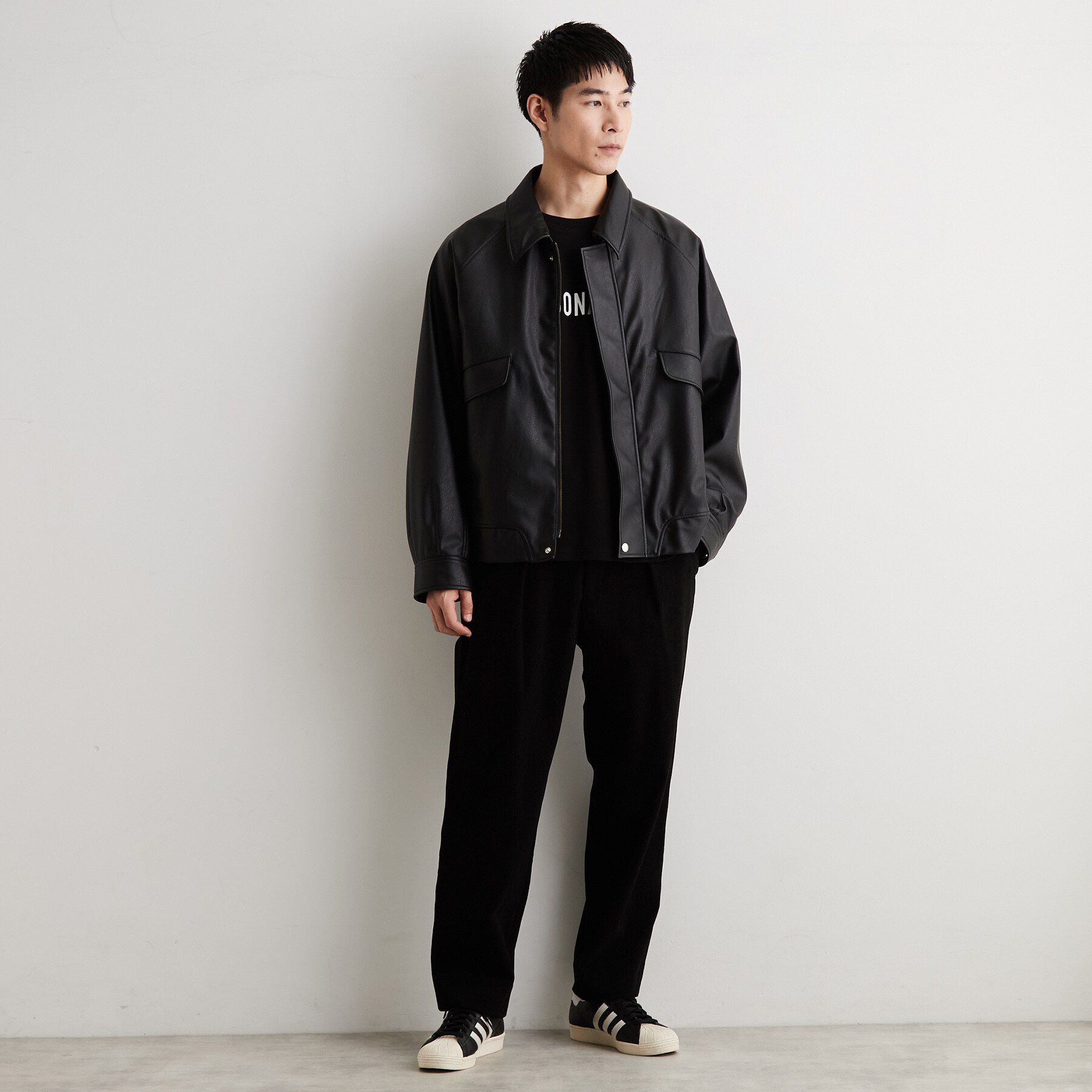 THE SHOP TK「合成皮革 ビッグシルエットブルゾン」|ブルゾン・スタジャン|