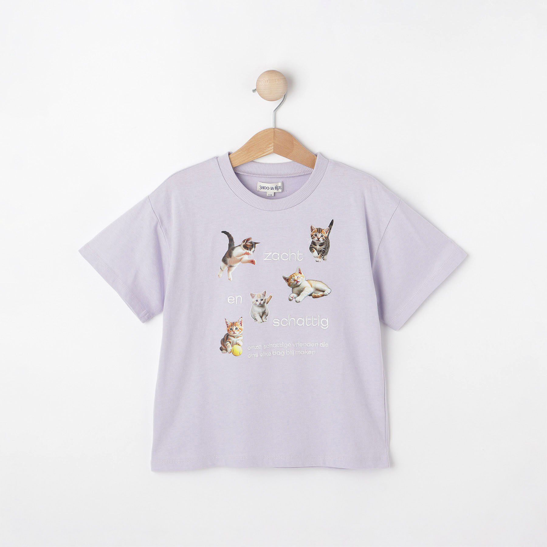 SHOO･LA･RUE「【100-150cm】刺繍ロゴ転写プリントGIRLSTシャツ」|Tシャツ・カットソー|