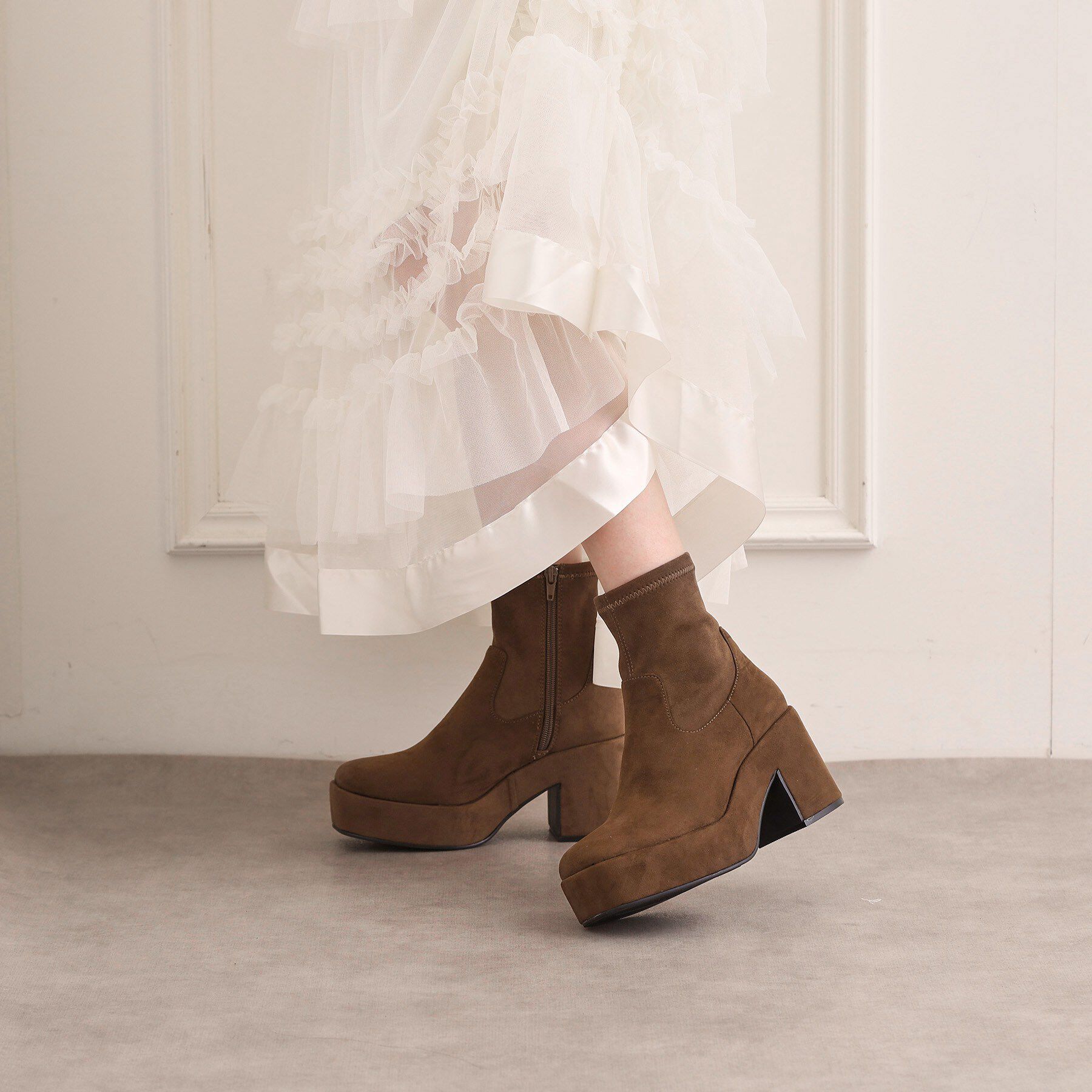 ESPERANZA「【ナチュ盛り／約8.5cm】ナチュ盛りショートブーツ」|ショートブーツ|モカブラウン(142