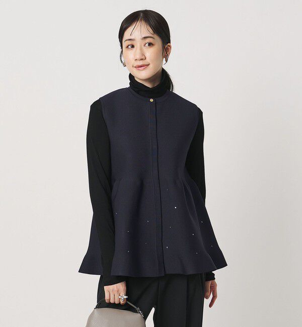 UNITED ARROWS「ビジュー ベスト ‐ウォッシャブル‐」|ベスト・ジレ|NAVY