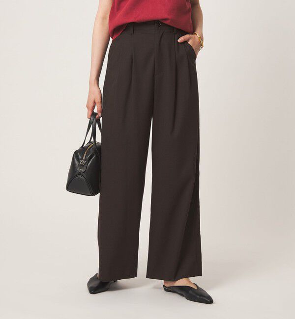 UNITED ARROWS green label relaxing「ソモウライク 2タック ワイド パンツ ウォッシャブル ストレッチ」|スラックス|DK.BROWN