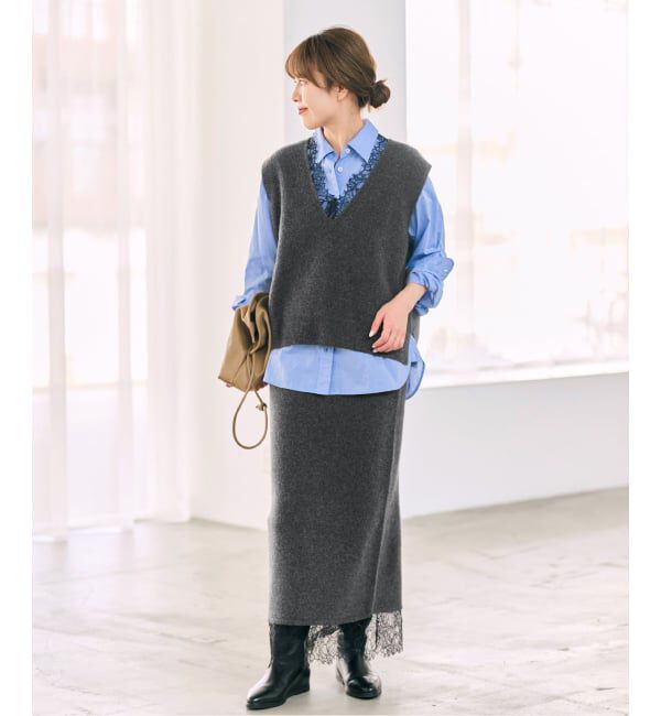 Spick and Span「《一部店舗+WEB限定》レースニットベスト」|ベスト・ジレ|