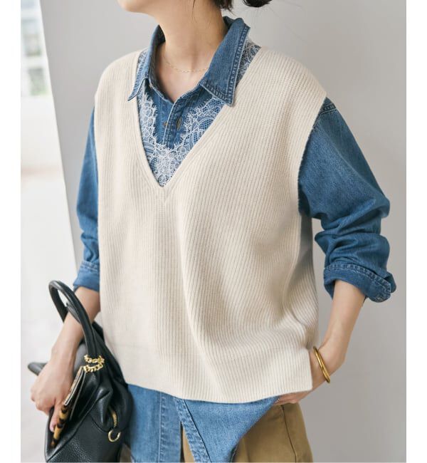 Spick and Span「《一部店舗+WEB限定》レースニットベスト」|ベスト・ジレ|