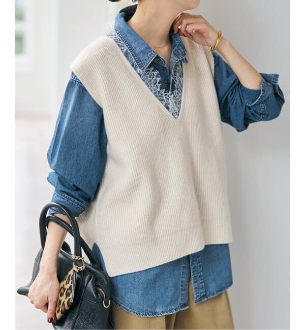 Spick and Span「《一部店舗+WEB限定》レースニットベスト」|ベスト・ジレ|