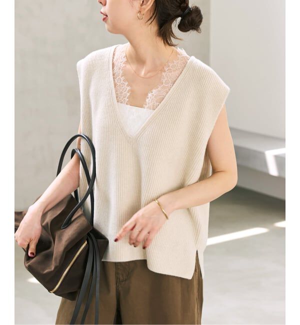 Spick and Span「《一部店舗+WEB限定》レースニットベスト」|ベスト・ジレ|