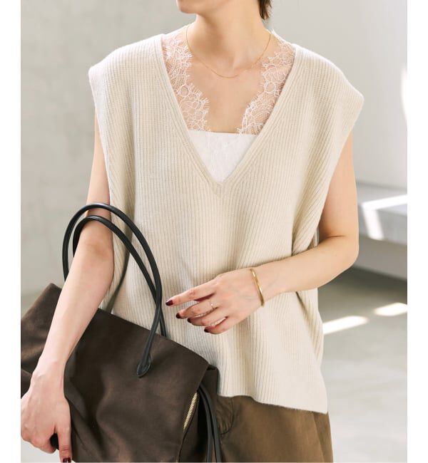 Spick and Span「《一部店舗+WEB限定》レースニットベスト」|ベスト・ジレ|