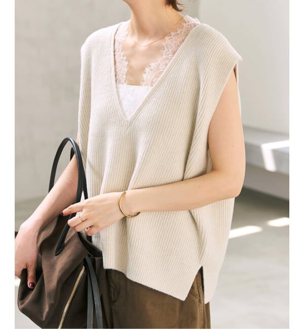 Spick and Span「《一部店舗+WEB限定》レースニットベスト」|ベスト・ジレ|
