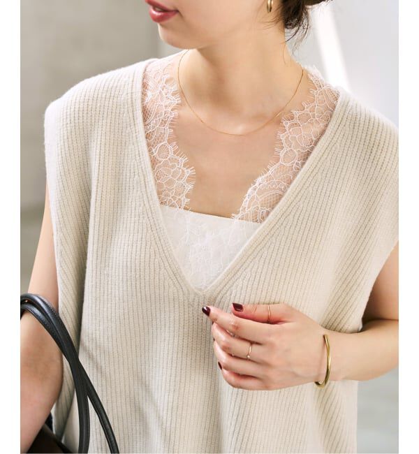 Spick and Span「《一部店舗+WEB限定》レースニットベスト」|ベスト・ジレ|
