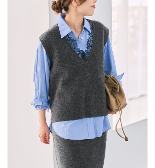 Spick and Span「《一部店舗+WEB限定》レースニットベスト」|ベスト・ジレ|