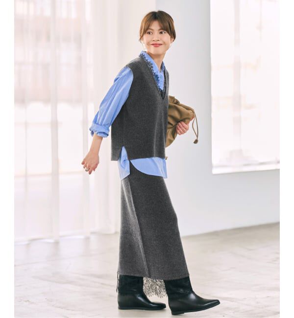 Spick and Span「《一部店舗+WEB限定》レースニットベスト」|ベスト・ジレ|