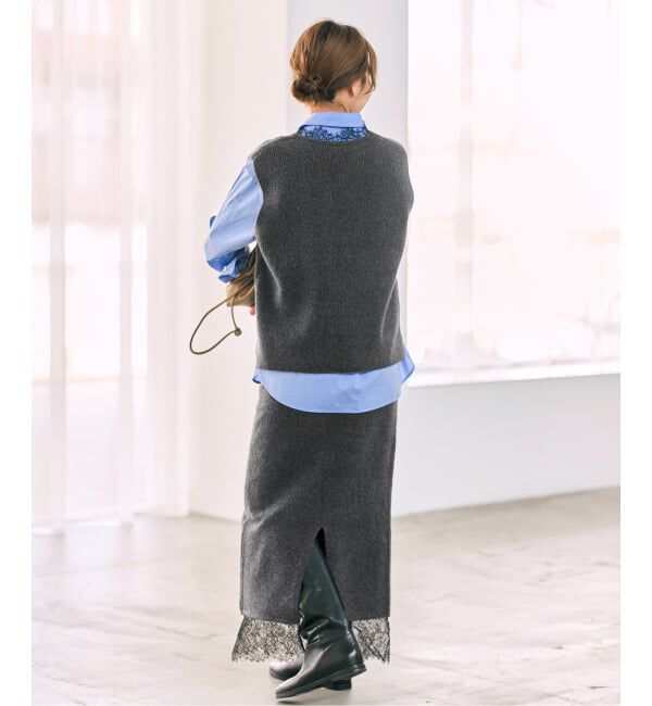Spick and Span「《一部店舗+WEB限定》レースニットベスト」|ベスト・ジレ|