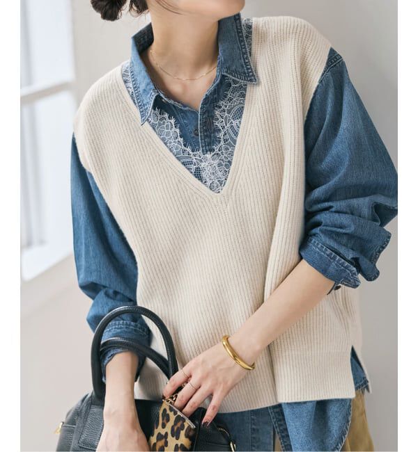 Spick and Span「《一部店舗+WEB限定》レースニットベスト」|ベスト・ジレ|ホワイト A
