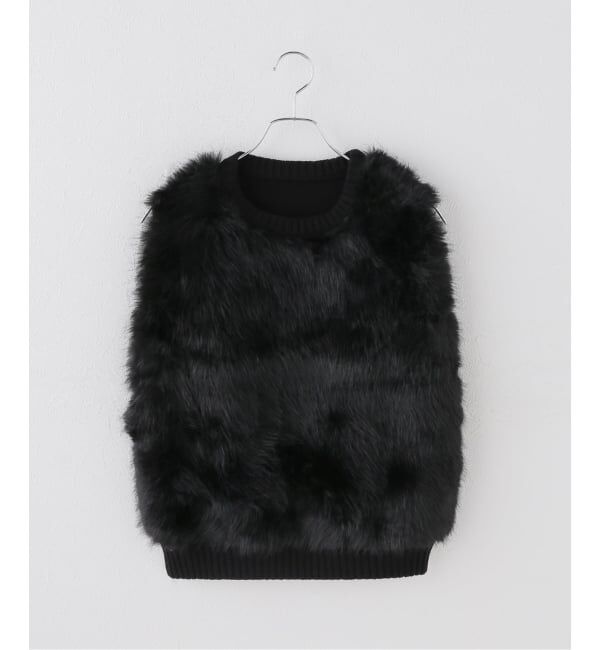 Spick and Span「LAYAS / レイヤーズ FUR VEST」|ベスト・ジレ|ブラック