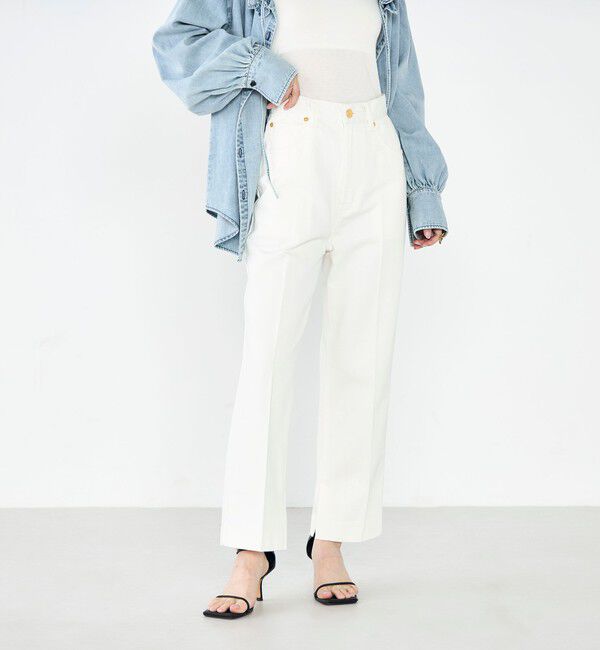 Rie Miller「【RM denim】スリットクロップドセンタープレスデニム」|デニム|