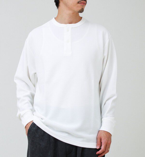 GLOSTER「ワッフルヘンリーネックロンＴ」|Tシャツ・カットソー|オフホワイト
