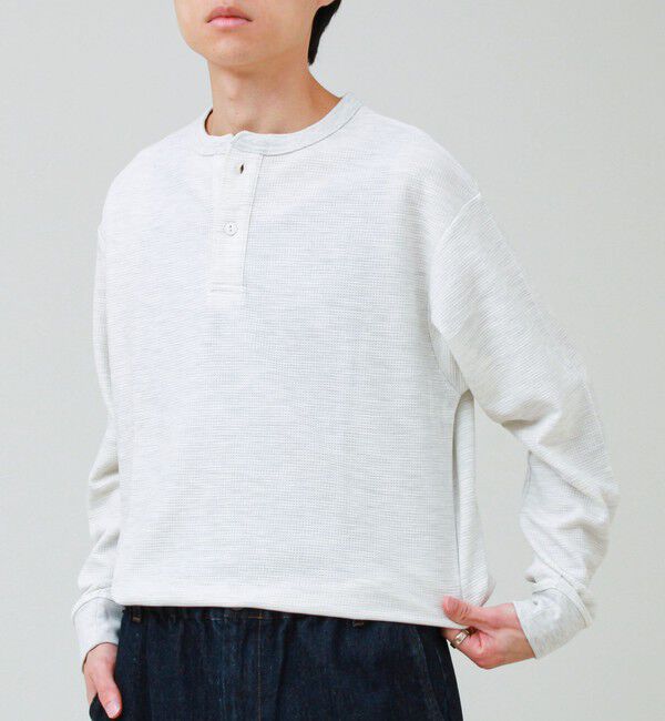 GLOSTER「ワッフルヘンリーネックロンＴ」|Tシャツ・カットソー|ライトグレー