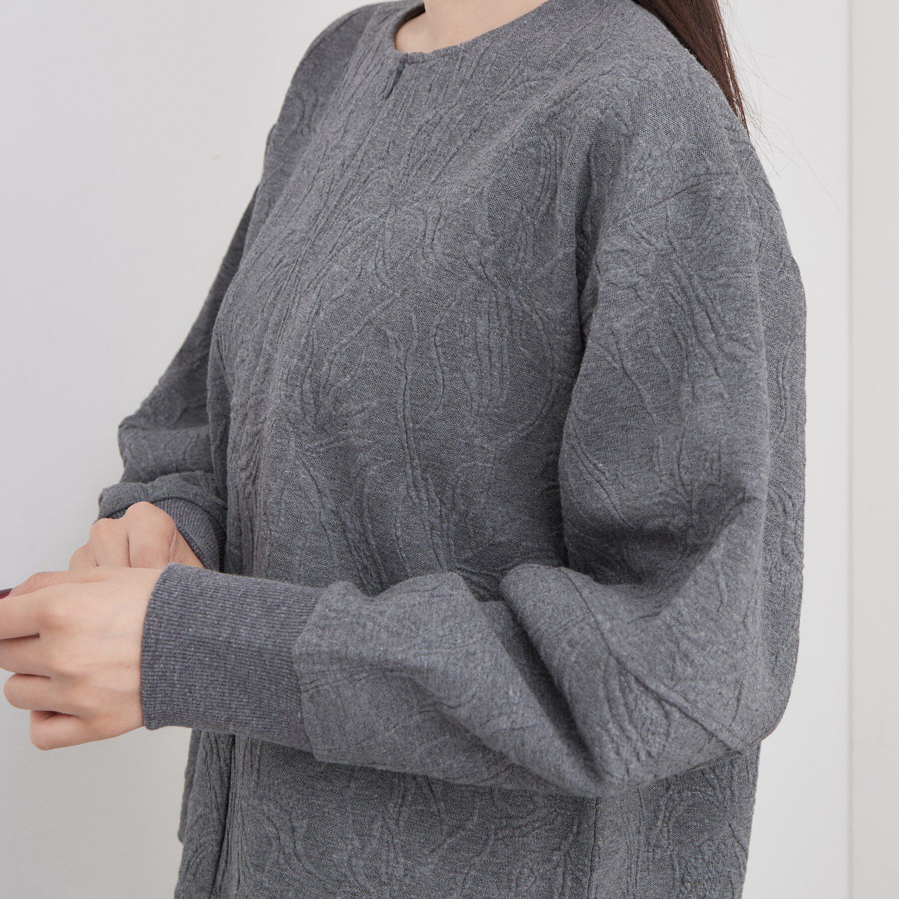 OPAQUE.CLIP「ふくれジャカードプルオーバー／セットアップ可【洗濯機OK】」|Tシャツ・カットソー|
