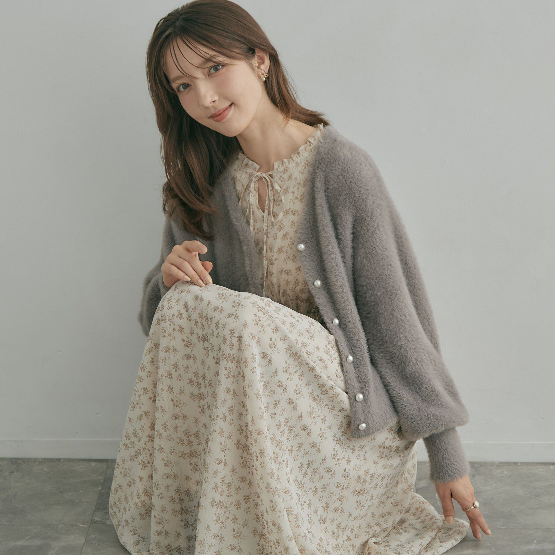 Couture broach「【ふわふわフェザー】前後2WAY ニットカーディガン」|カーディガン|