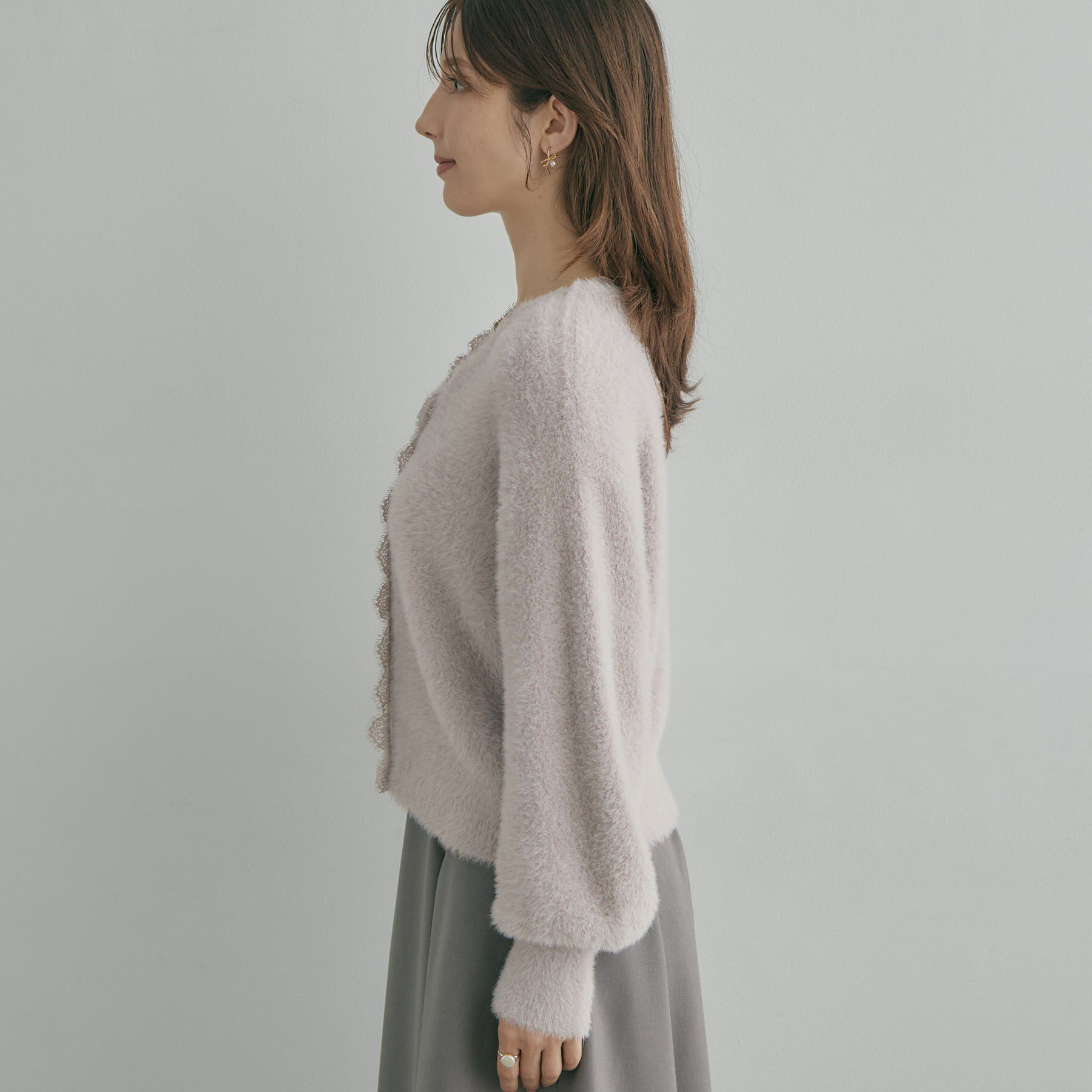 Couture broach「【ふわふわフェザー】前後2WAY ニットカーディガン」|カーディガン|