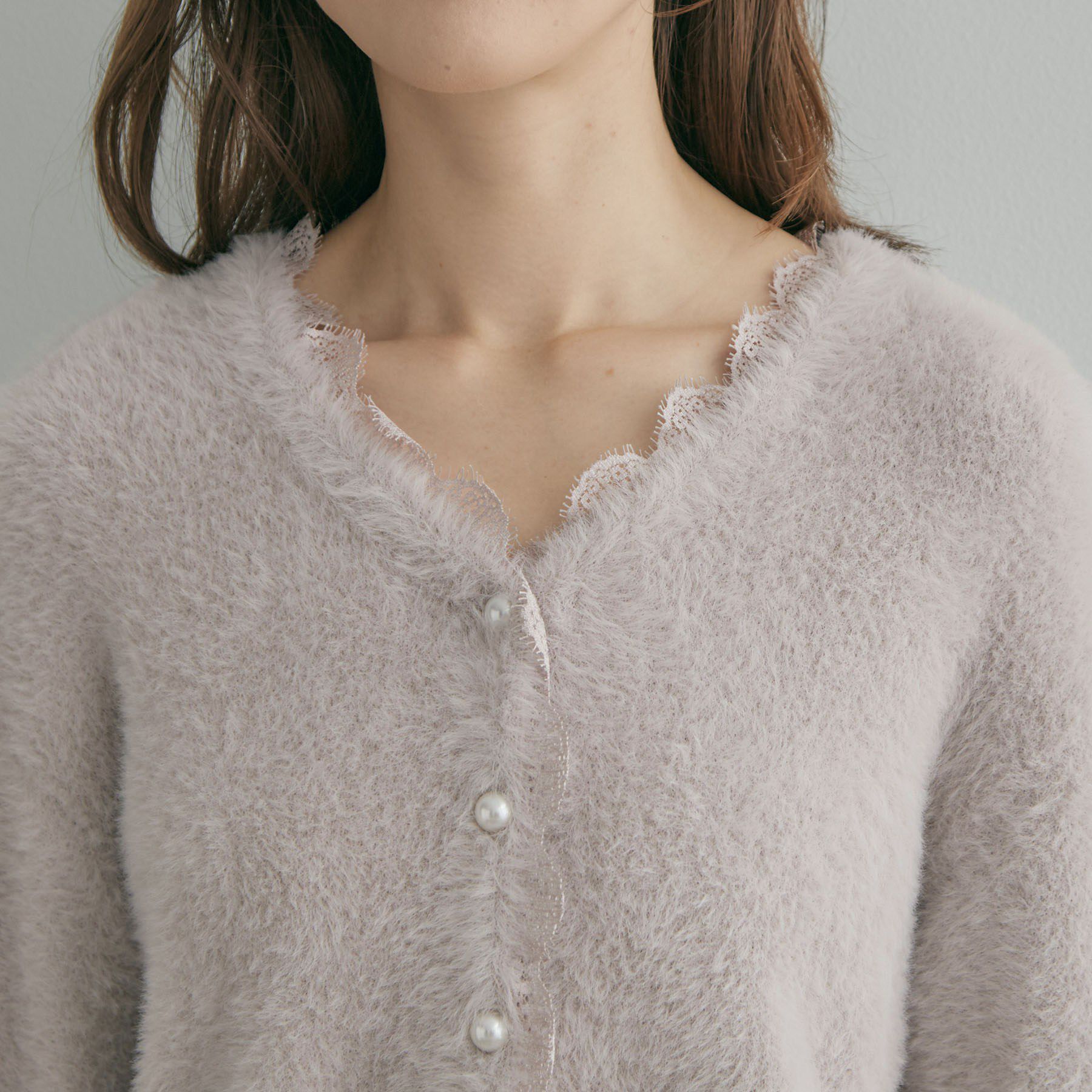 Couture broach「【ふわふわフェザー】前後2WAY ニットカーディガン」|カーディガン|