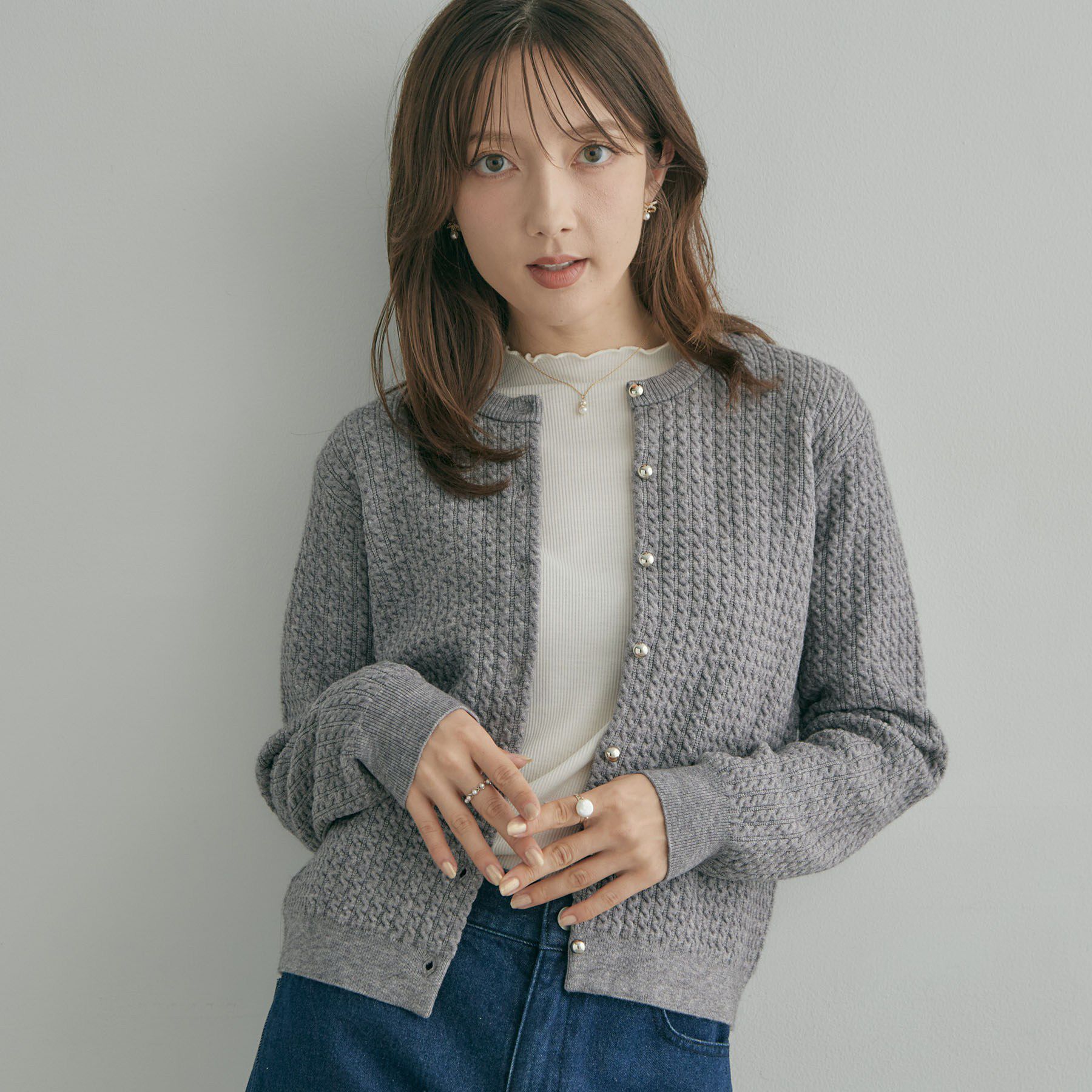 Couture broach「【通勤にも休日にも】ケーブル カーディガン」|カーディガン|