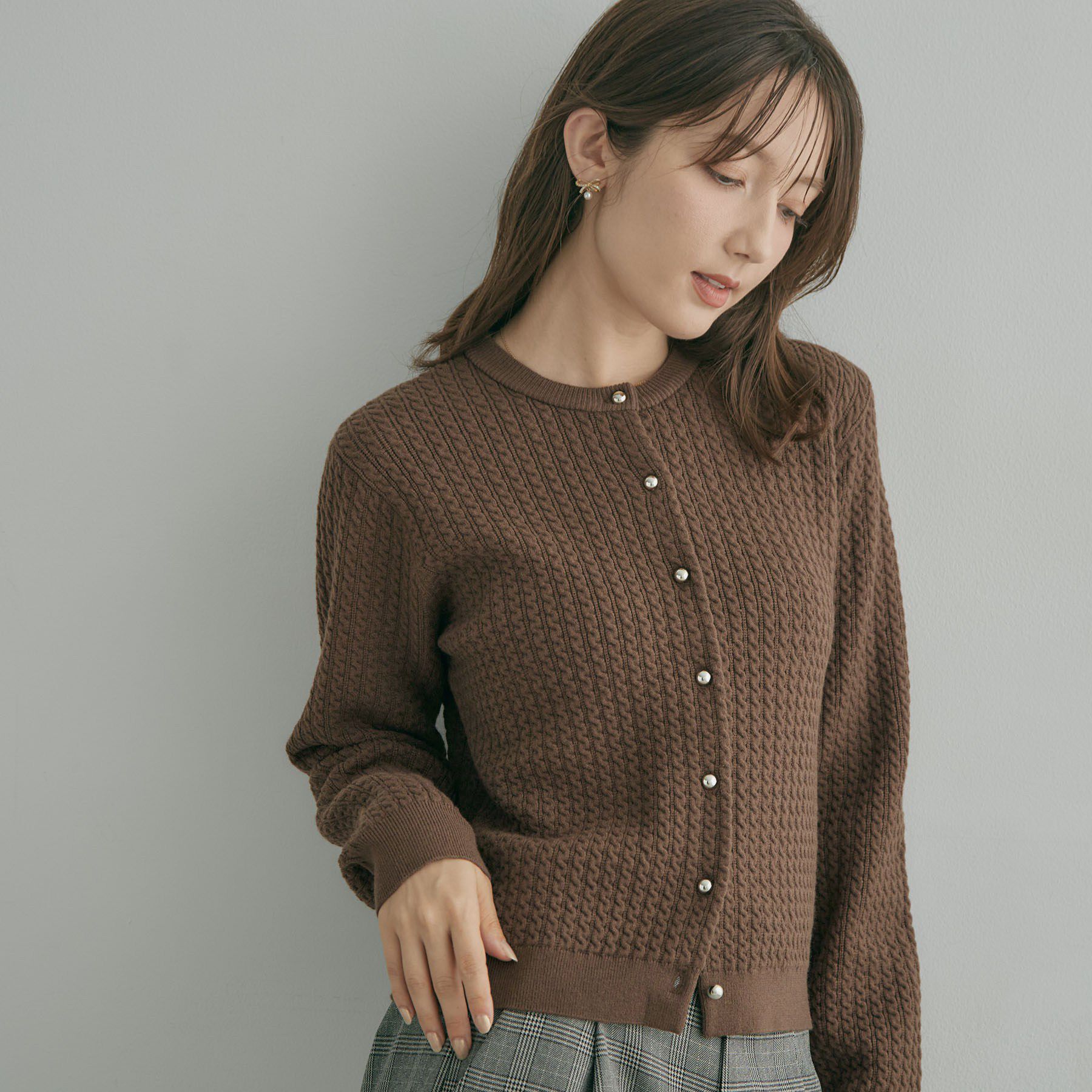 Couture broach「【通勤にも休日にも】ケーブル カーディガン」|カーディガン|
