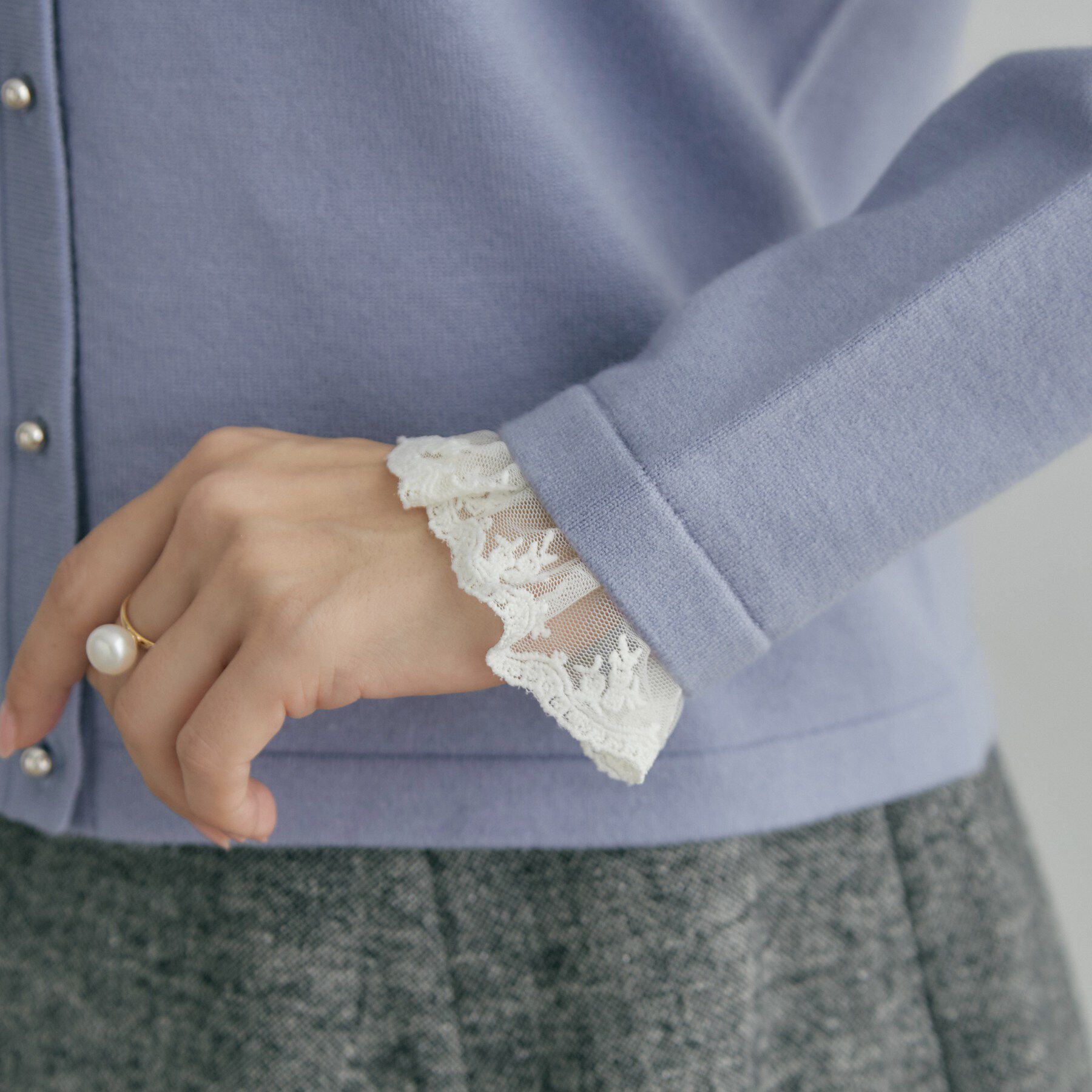 Couture broach「【一枚で華やぐ】レースフリル カーディガン」|カーディガン|
