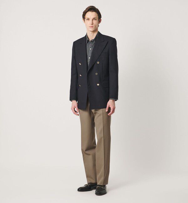 UNITED ARROWS「カバートクロス ツイル サイドアジャスター 1プリーツ テーパード スラックス」|チノ|