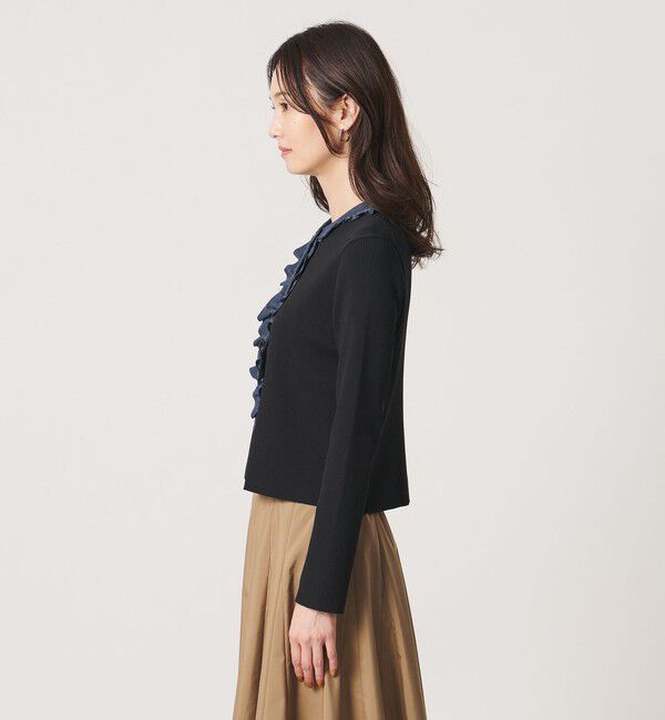 UNITED ARROWS「デニムライク フリル カーディガン ‐ウォッシャブル‐」|カーディガン|