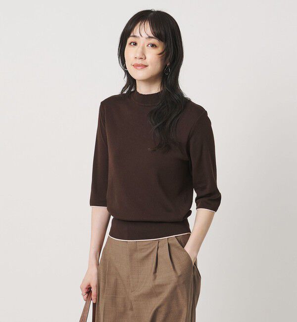 UNITED ARROWS「５分袖 ミニ ハイネック ニット ‐ウォッシャブル‐」|ニット・セーター|