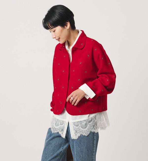 UNITED ARROWS「エンブロイダリー ニット カーディガン」|カーディガン|
