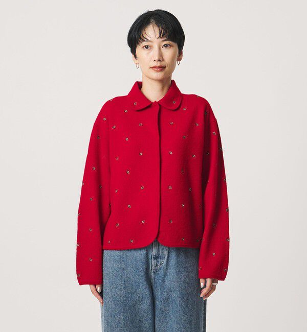 UNITED ARROWS「エンブロイダリー ニット カーディガン」|カーディガン|
