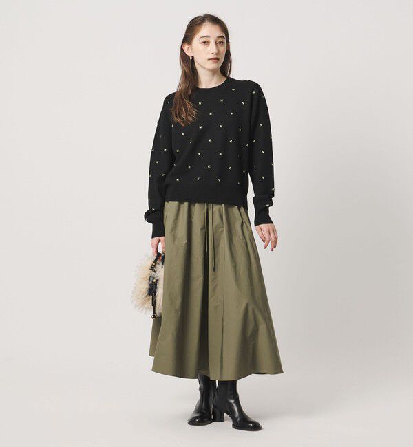UNITED ARROWS「エンブロイダリー クルーネック ニット」|ニット・セーター|