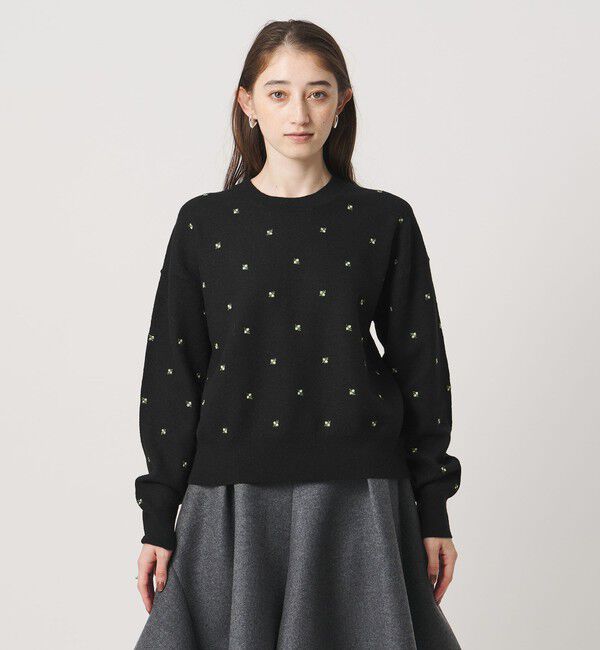 UNITED ARROWS「エンブロイダリー クルーネック ニット」|ニット・セーター|