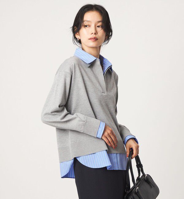 UNITED ARROWS green label relaxing「2WAY  スキッパー シャツ プルオーバー ニット」|ニット・セーター|