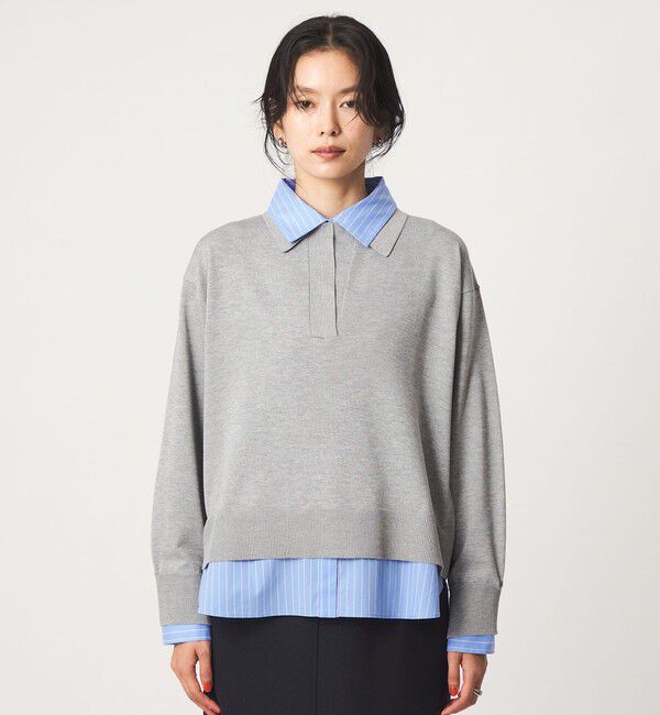 UNITED ARROWS green label relaxing「2WAY  スキッパー シャツ プルオーバー ニット」|ニット・セーター|