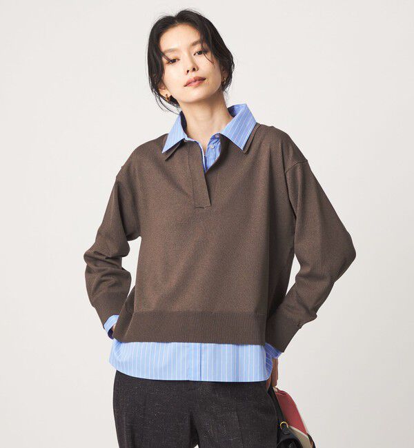 UNITED ARROWS green label relaxing「2WAY  スキッパー シャツ プルオーバー ニット」|ニット・セーター|