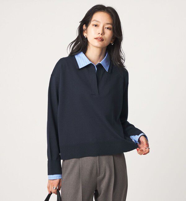 UNITED ARROWS green label relaxing「2WAY  スキッパー シャツ プルオーバー ニット」|ニット・セーター|