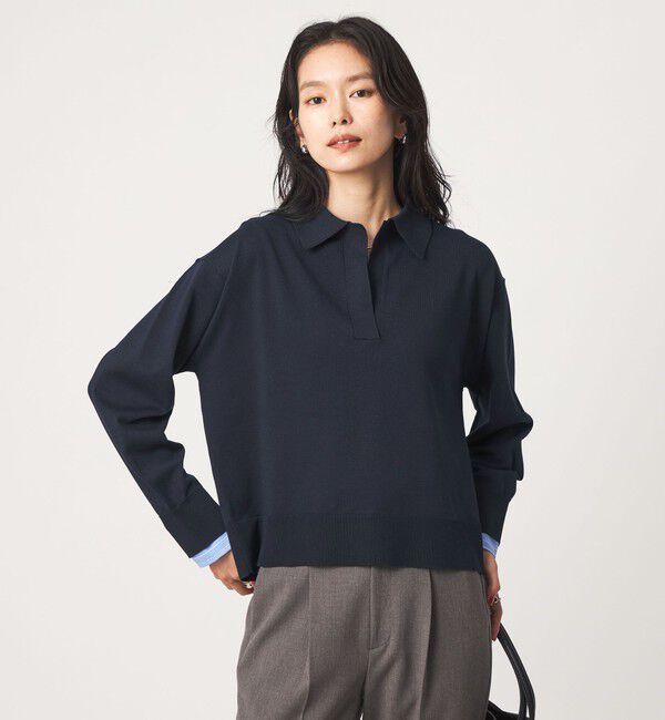 UNITED ARROWS green label relaxing「2WAY  スキッパー シャツ プルオーバー ニット」|ニット・セーター|