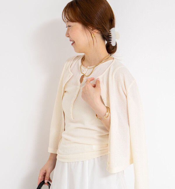 NOLLEY'S「《アンサンブル対応》シアーワッフルヘンリーノースリーブ2WAYプルオーバーカットソー」|Tシャツ・カットソー|
