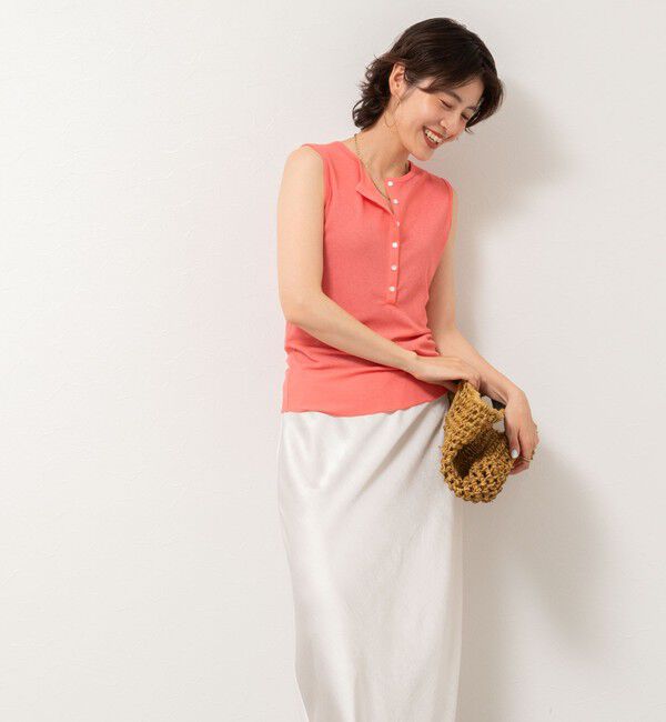 NOLLEY'S「《アンサンブル対応》シアーワッフルヘンリーノースリーブ2WAYプルオーバーカットソー」|Tシャツ・カットソー|