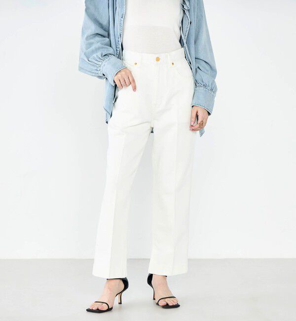 Rie Miller「【RM denim】スリットクロップドセンタープレスデニム」|デニム|