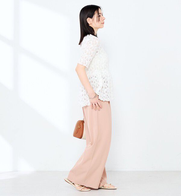 NOLLEY'S sophi「ウォッシャブルストレッチレースペプラム半袖プルオーバー」|シャツ・ブラウス|