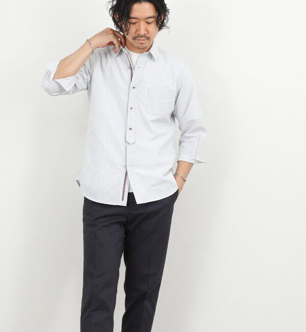 NOLLEY'S goodman「綿麻パラシュートボタン7分袖シャツ 26SS」|シャツ・ブラウス|