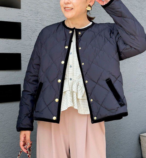 NOLLEY'S「【TAION&times;LIMONTA】別注ベロアパイピングショートダウン」|ダウン|ネイビー