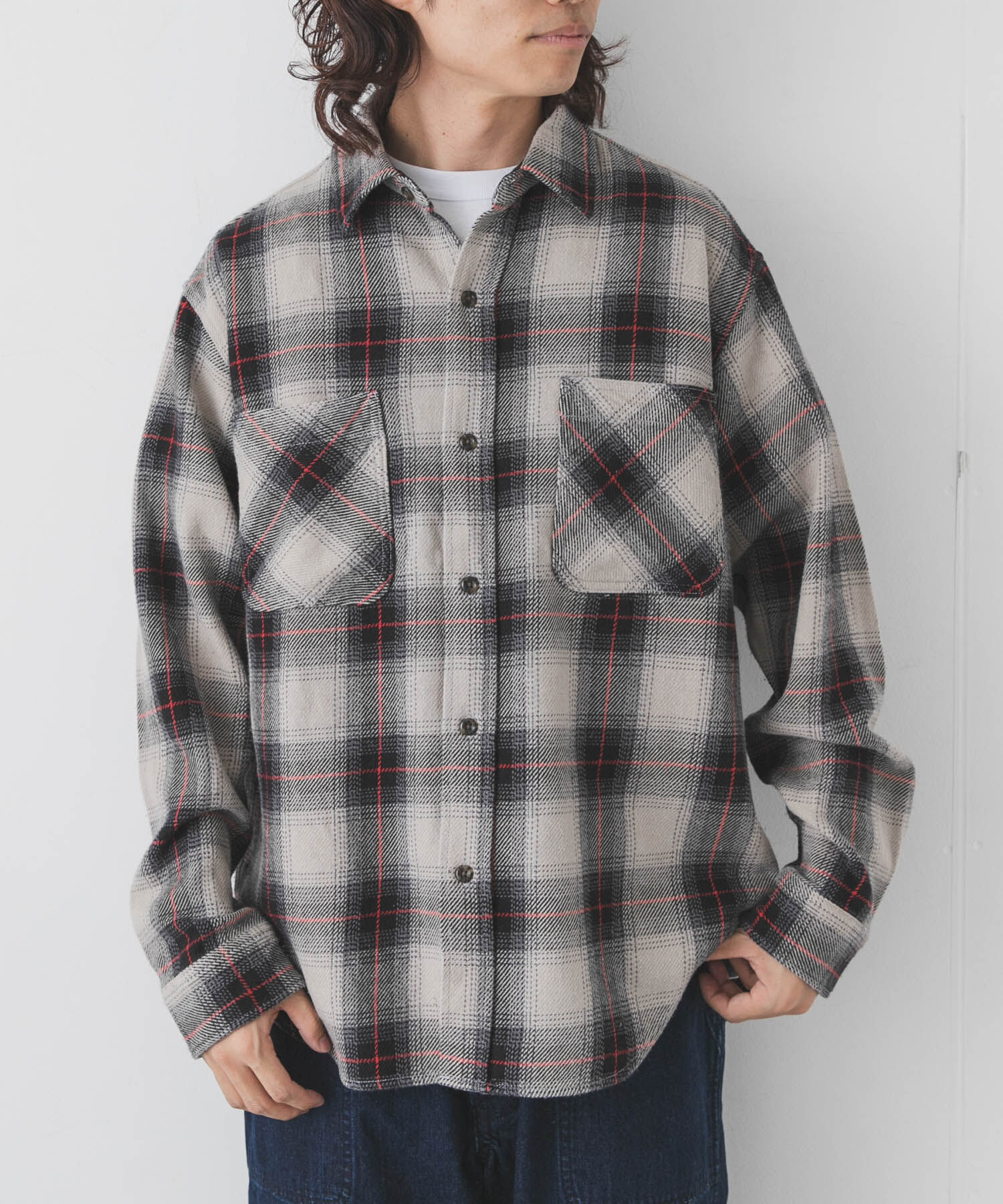 Sonny Label 「BIG MAC　CHECK DYE LONG-SLEEVE SHIRTS」|シャツ・ブラウス|グレー
