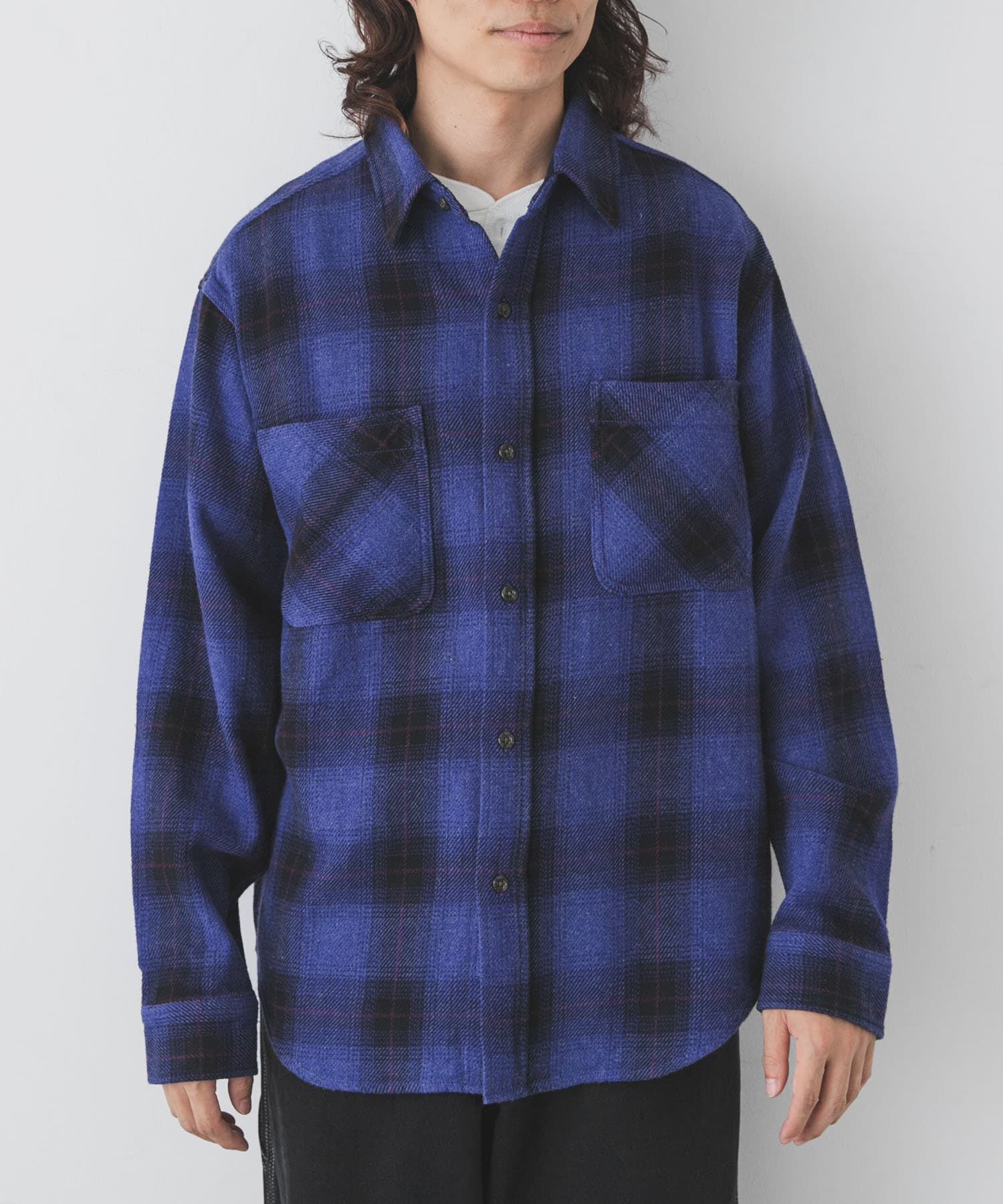 Sonny Label 「BIG MAC　CHECK DYE LONG-SLEEVE SHIRTS」|シャツ・ブラウス|ブルー