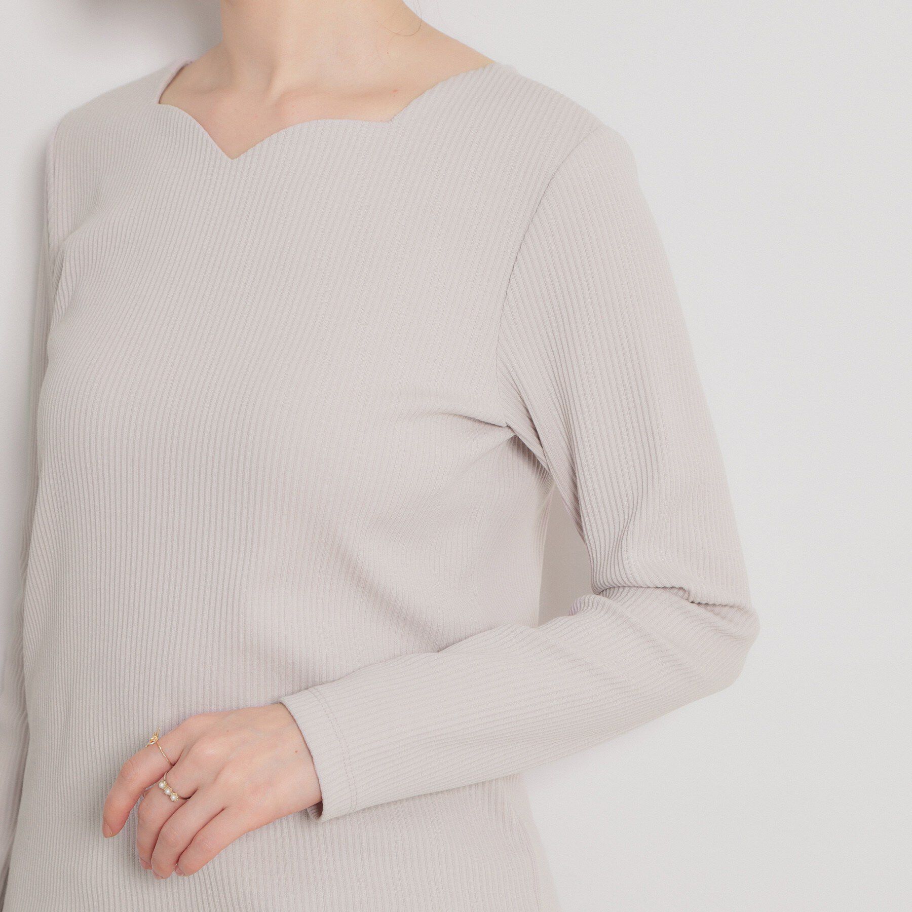 Couture broach「【洗える】ハートネック テレコプルオーバー」|Tシャツ・カットソー|