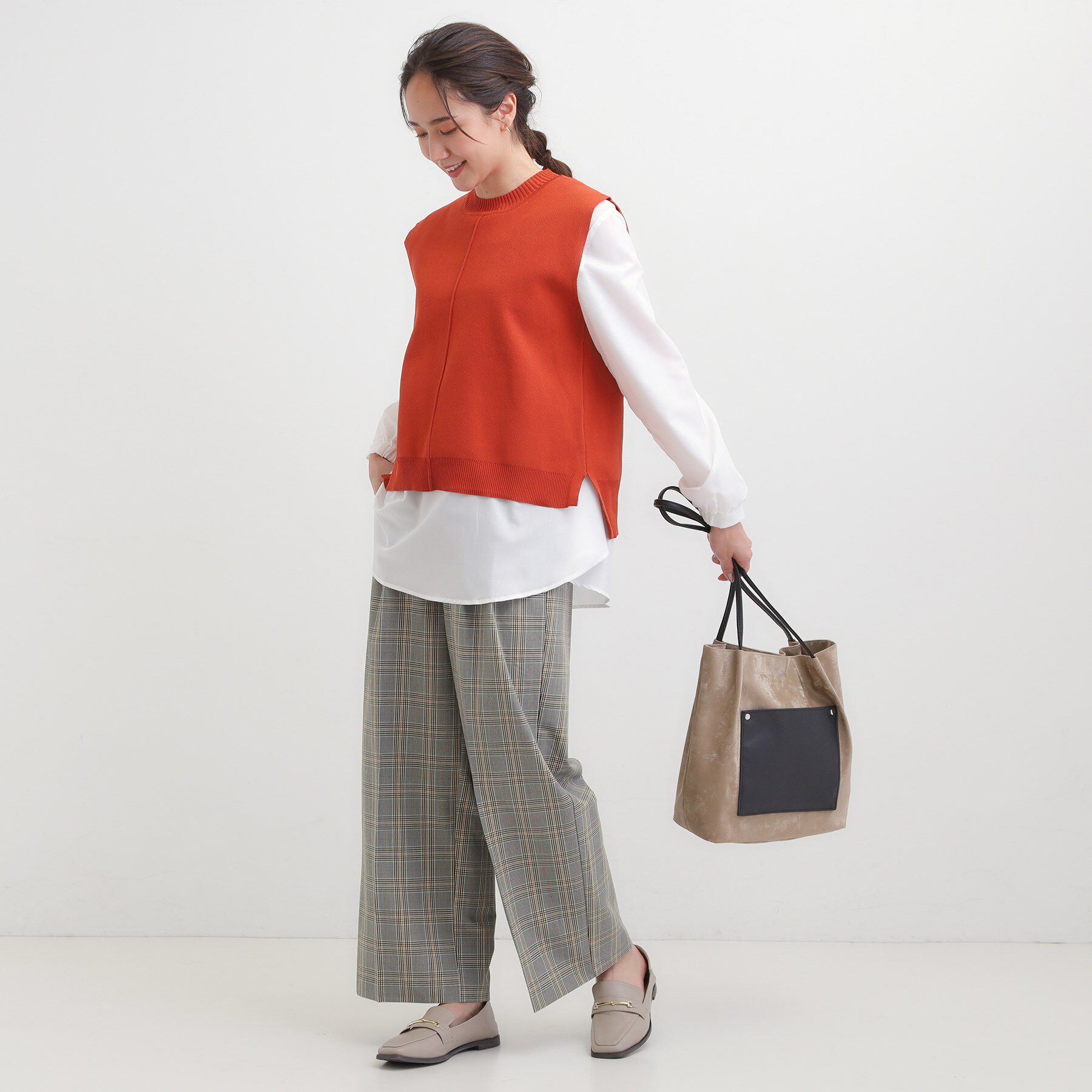 SHOO･LA･RUE「【洗濯機可/S-LL】すっきり上品きれい見え タックワイドパンツ」|その他|