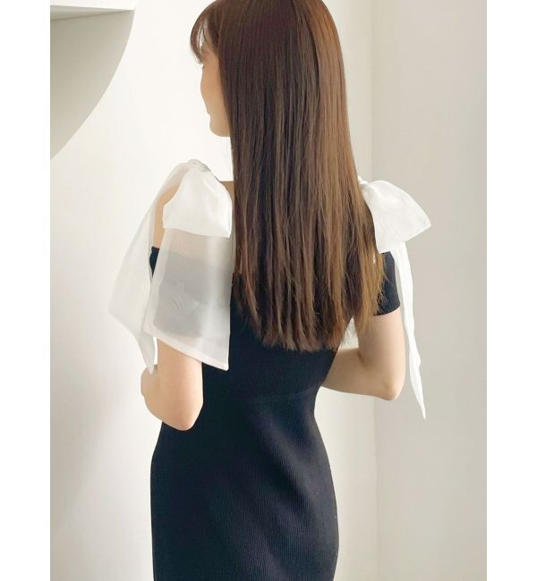 MERCURYDUO「ショルダーリボンニットワンピース」|ワンピース|
